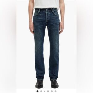 Men’s All Saints Iggy Sim Straight Jean. Vintage Blue. Covered Button FlySize 33